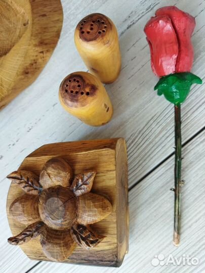 Посуда из дерева салфетница + солонка и перечница