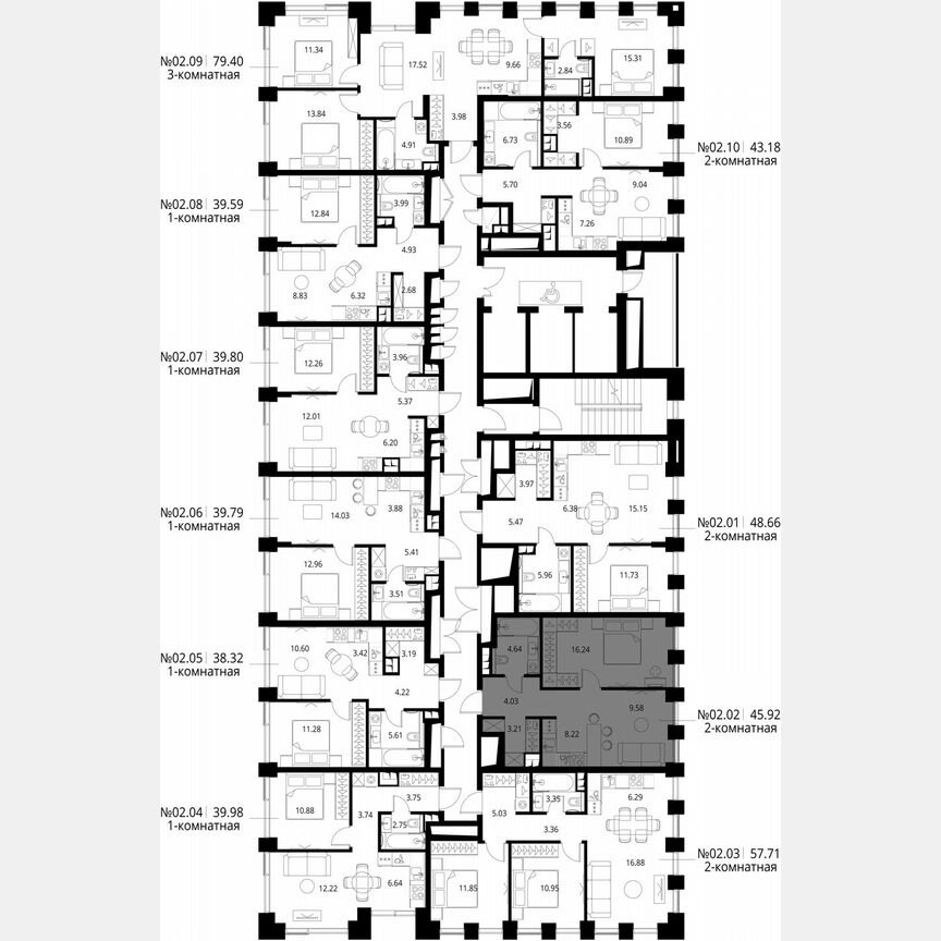 1-к. квартира, 45,9 м², 2/26 эт.