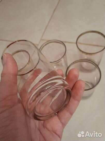 Стаканы розовые с позолотой винтажные