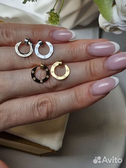 Cartier love серьги цвет серебро золото