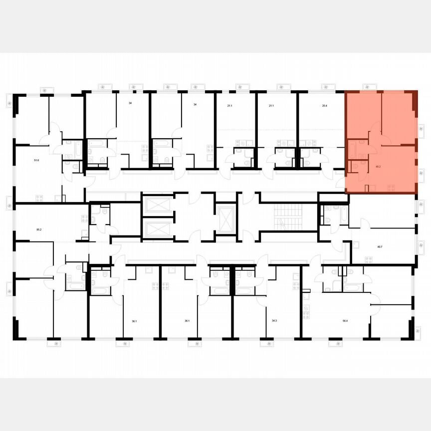 2-к. квартира, 48,2 м², 17/25 эт.