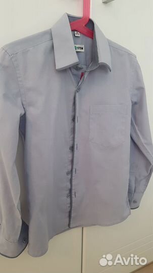 Рубашки для мальчика серые, голубые 122 и 140
