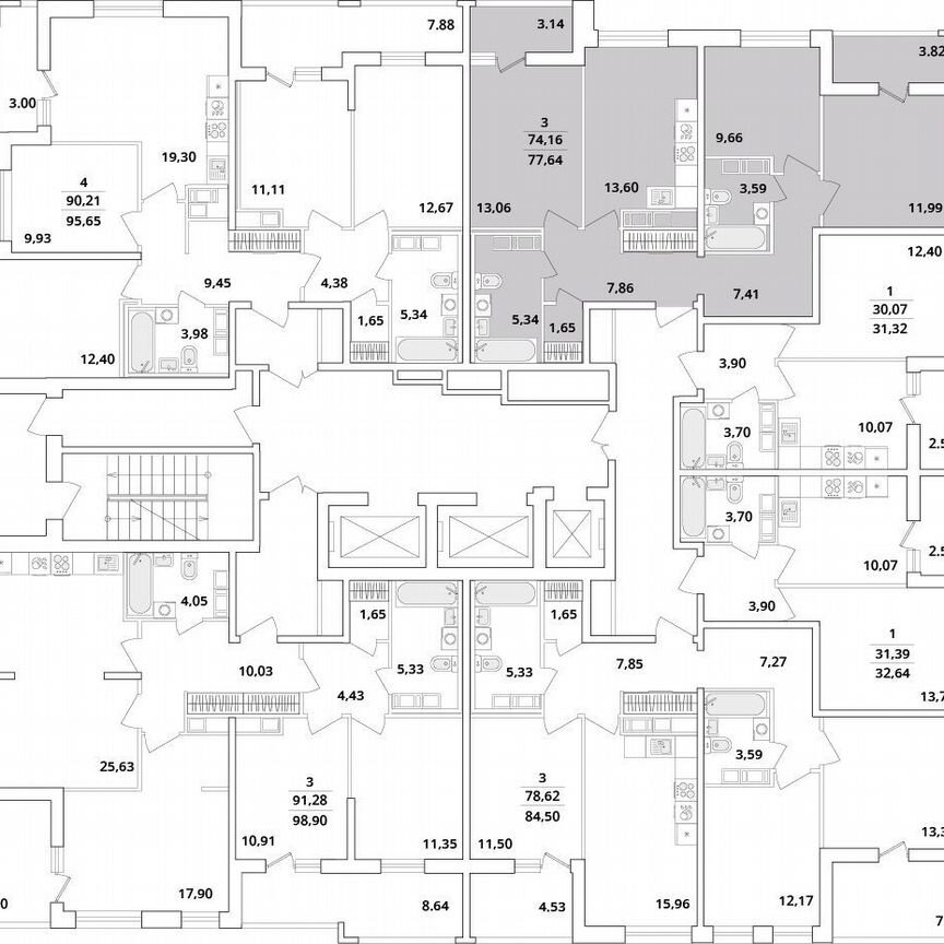 3-к. квартира, 77,6 м², 17/18 эт.