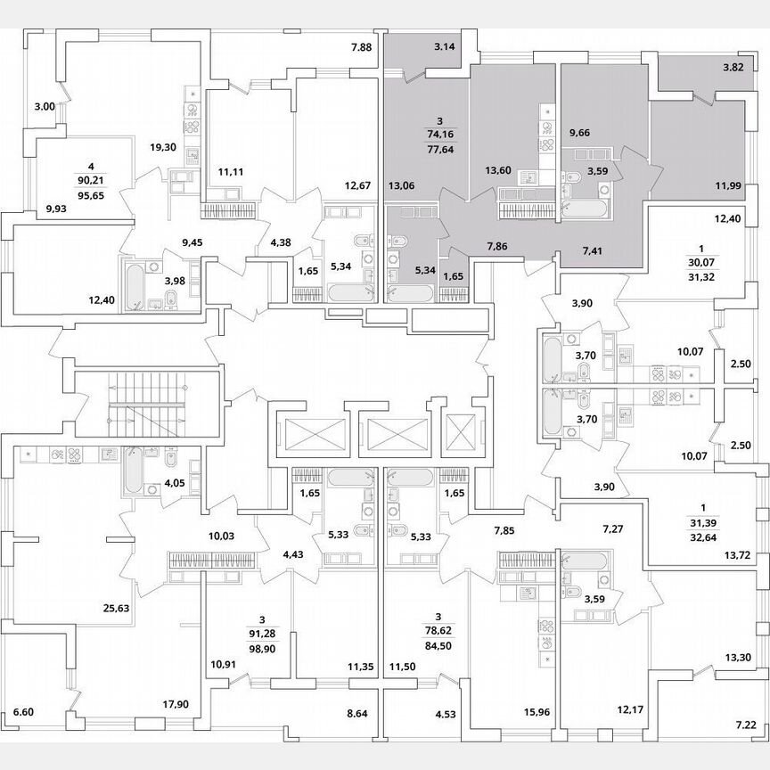 3-к. квартира, 77,6 м², 17/18 эт.