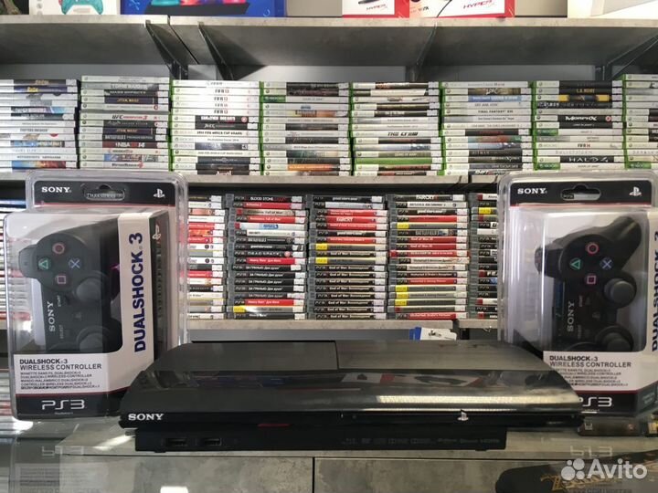 PS3 SS 500гб + 2 новых геймпада + Наушники