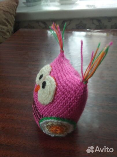 Вязаная новогодняя игрушка сова ручной работы