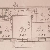 3-к. квартира, 59,8 м², 1/6 эт.