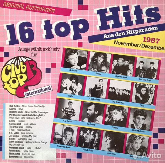 Пластинка 16 top hits хиты 1987