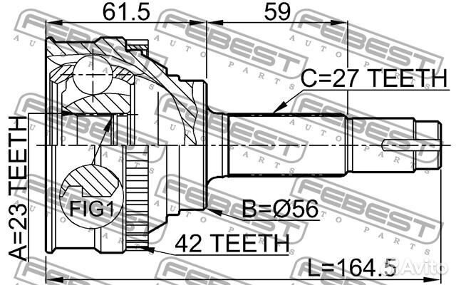 Шрус наружный 23x56x27 (nissan bluebird U14 1996-2