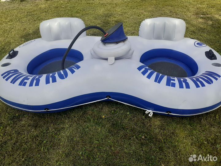 Надувной круг кресло на двоих с сетчатым дном