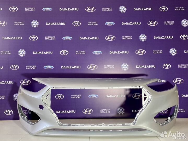 Бампер передний Hyundai Solaris 2017 серебристый