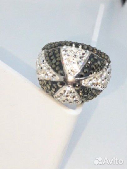 Кольцо - кристаллы - Серебро 925 - Винтаж