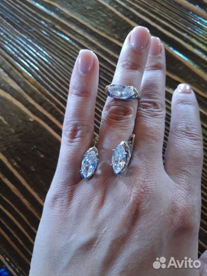 Серебряные серьги+кольца