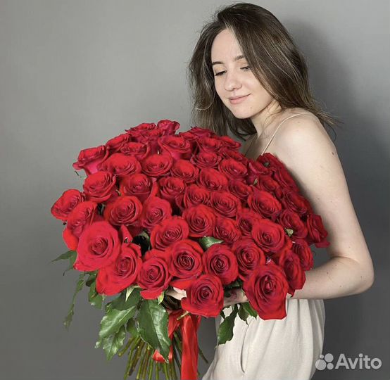 Букет красных роз свежие цветы 15 31 51 101 роза