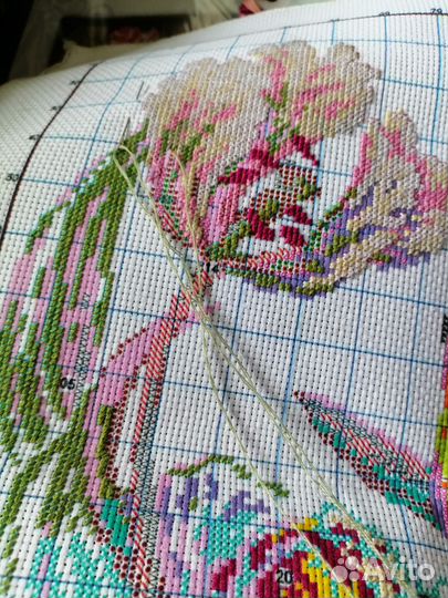 Начатый набор для вышивания Весенние тюльпаны