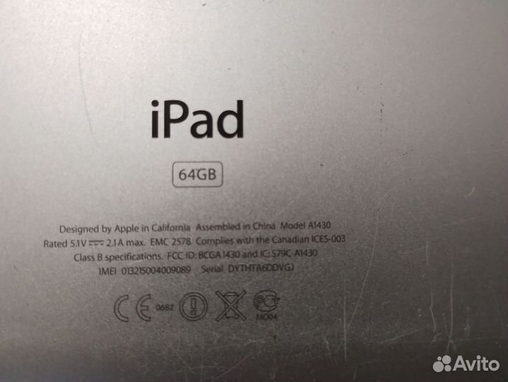 Планшет apple iPad A1430