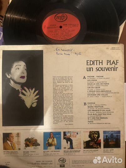 Винил пластинка edith piaf un souvenir