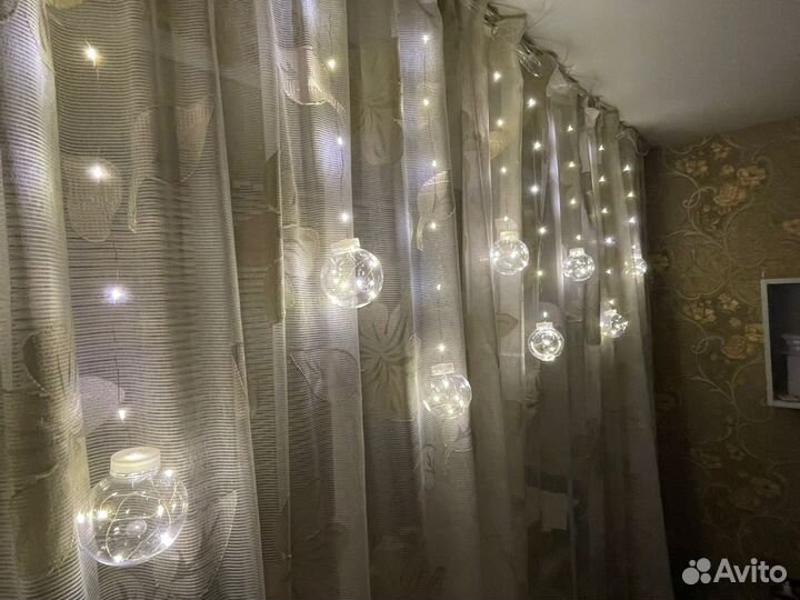 Гирлянда штора водопад шары