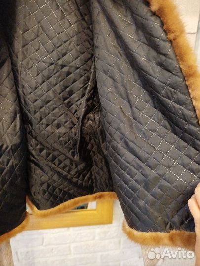 Шуба норковая поперечка с капюшоном