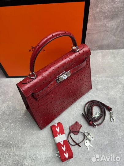 Сумка Hermes Kelly 28 ostrich из натуральной кожи