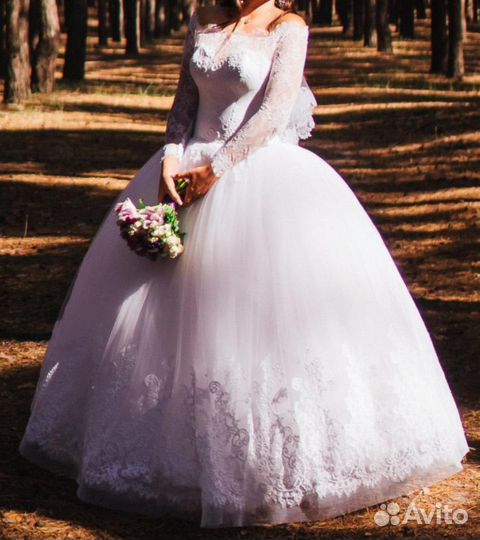 Свадебное платье 46 48 бу