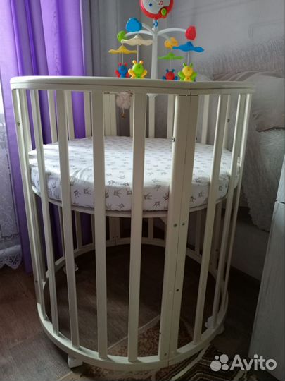 Детская кроватка трансформер круглая (овальная)