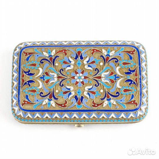 Антикварный старинный портсигар из серебра и эмали