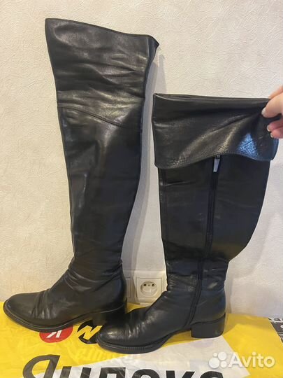 Сапоги ботфорты черные 36,5 Италия кожа