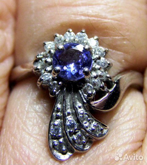 Новый серебряный компл. с Африканскими танзанитами