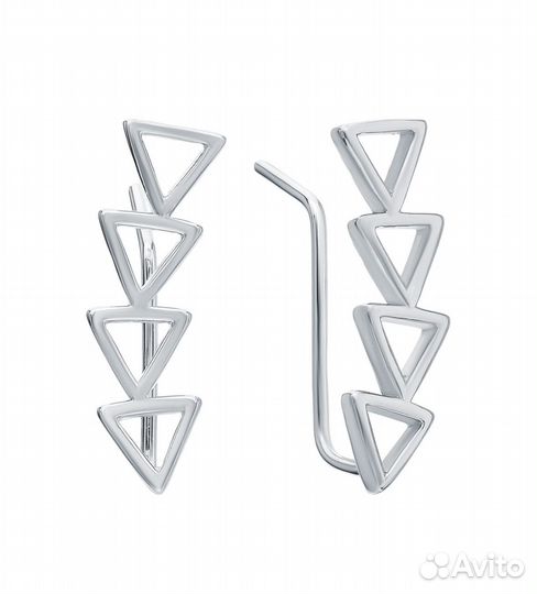 Серьги-кафы серебро 2 пары новые