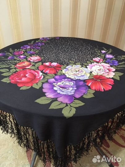 Шаль Платок Шёлк Коллекционная Ручная работа