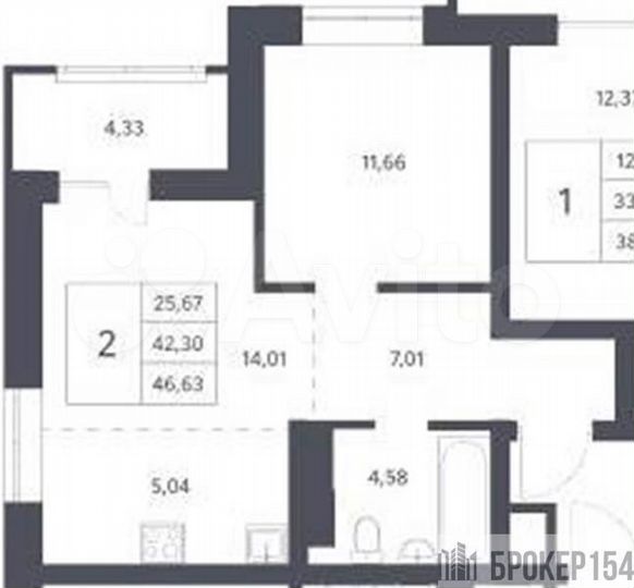 1-к. квартира, 42,3 м², 16/21 эт.