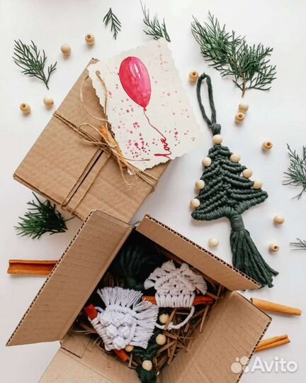 Елочные игрушки макраме ручная работа