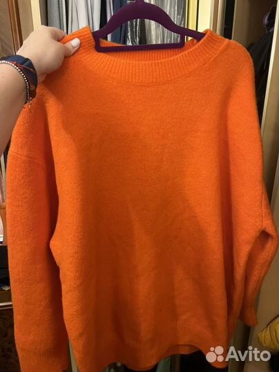Пуловер оверсайз Zara ярко-оранжевый L