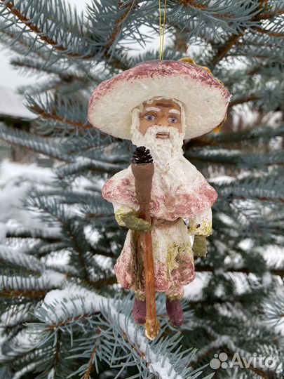 Елочная игрушка из ваты ручной работы