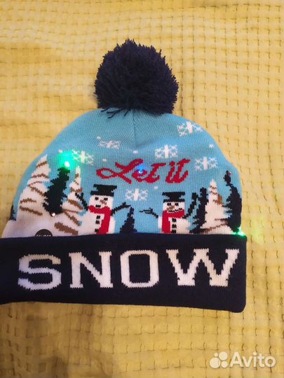 Новогодняя шапка детская мигающая