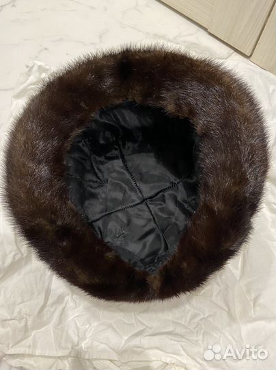 Шапка женская кожаная с норковым мехом