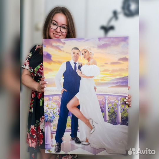 Портреты по фото на холсте - трогательный подарок