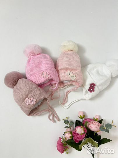 Новая зимняя шапка для девочки 3-6 мес