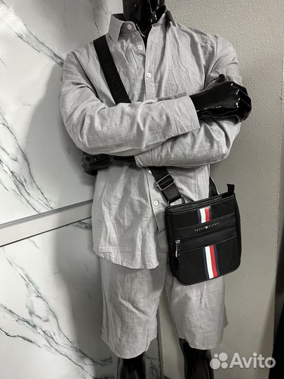 Льяной костюм мужской шорты и рубашка