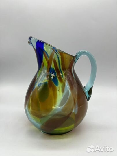 Кувшин-молочник цветное гутное стекло, СССР