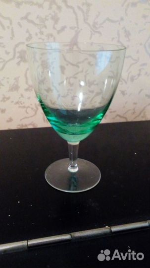 Бокалы хрусталь на ножке зеленые СССР