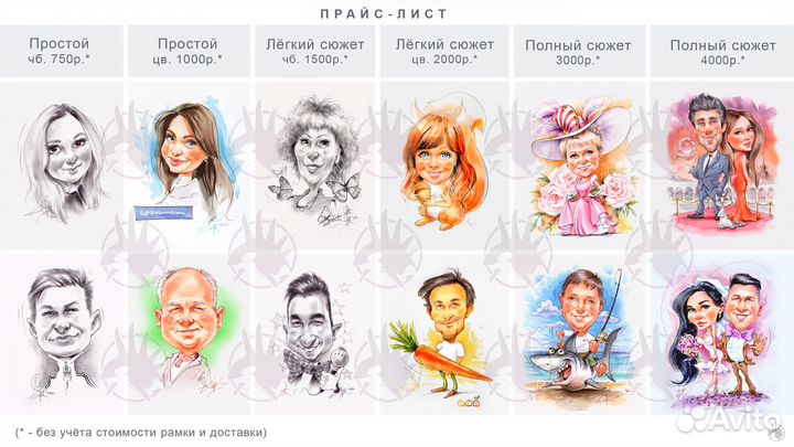 Шаржи, портреты по фото. Художник на празднике