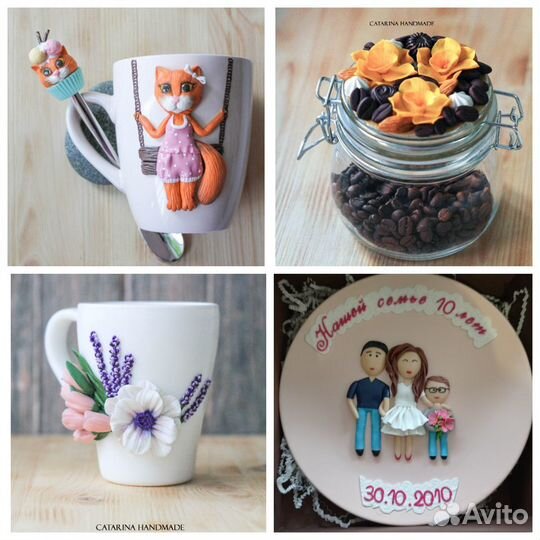 Кружка с декором из полимерной глины