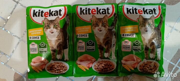 Сухой и влажный корм для кошек китекат, вискас