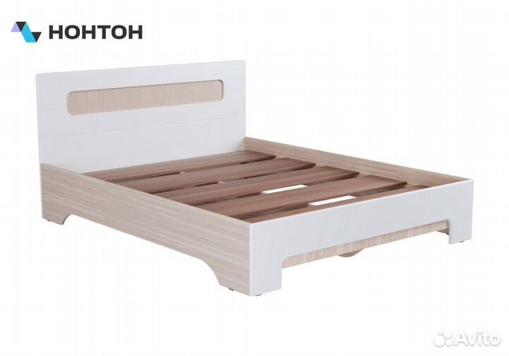 Кровать Палермо-3 1.6 м ясень шимо светлый / белый