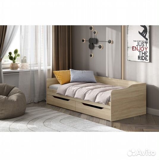 Кровать кр 1 90х200, дуб сонома