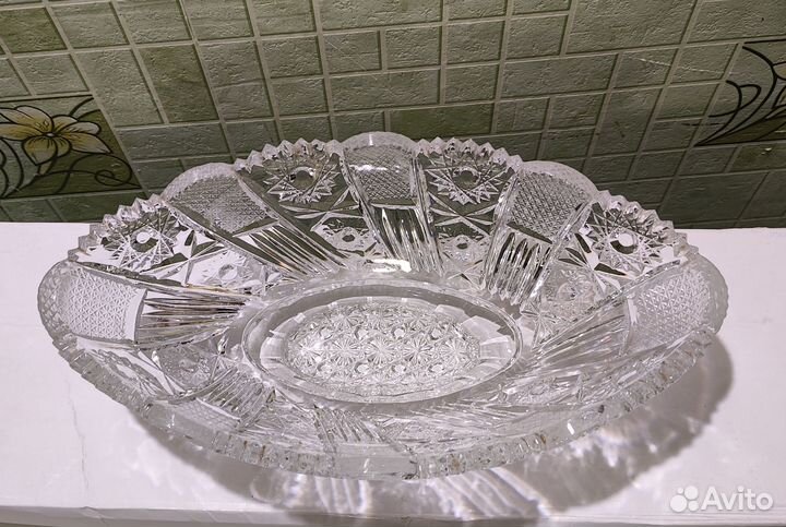 Вазочка ладья большая хрусталь СССР