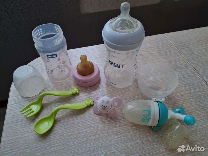 Бутылочки avent chicco, пустышка chicco, ниблер