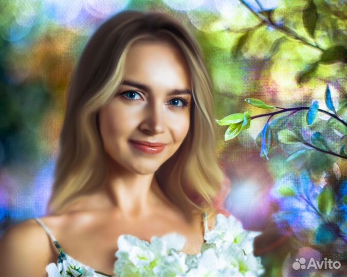 Подарок / Портрет по фото / Печать на холсте